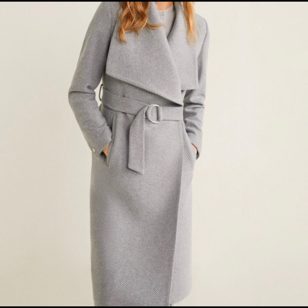 Mango Grey Wool Coat M